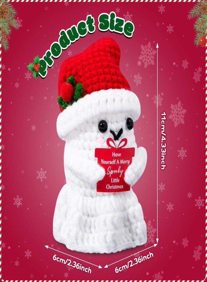 DJianrang Christmas Ghost Positive Crochet - Funny Ghosts Handmade Crochet Dolls with Encouragement Card, Mini Emotional Support Knitted Ornament Craft Gifts for Party Favor Desktop Room Office Decor - Image 2